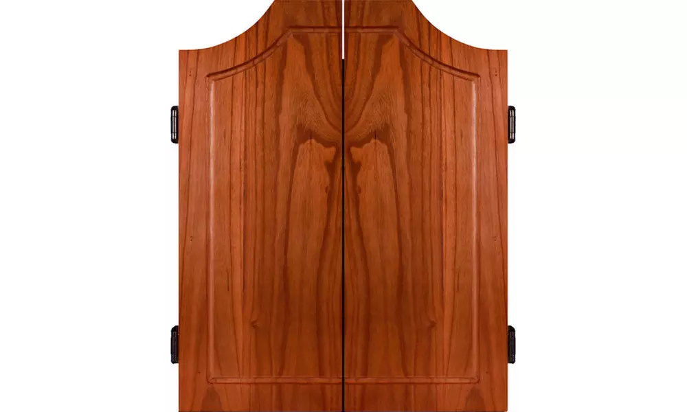 Beveled Wood Dart Cabinet - Pro Style Board and Darts - Second Medium