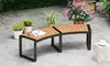 Costway Backless 2-Person Patio Curved Bench with Slatted Seat and Metal Legs