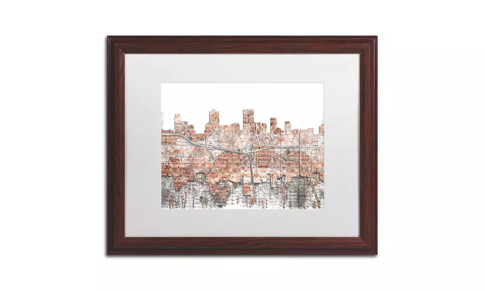 Marlene Watson 'Anchorage Alaska Skyline Brick' Matted Wood Framed Art - Second Medium