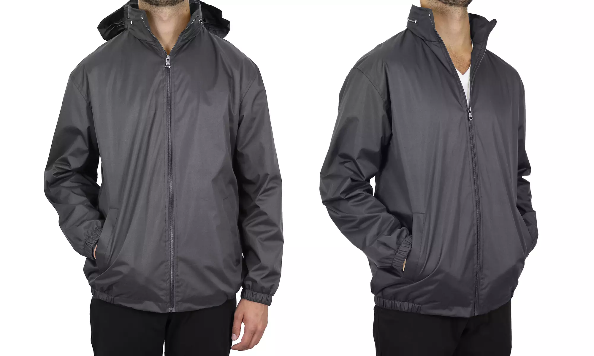 Men's Lightweight Fleece-Lined Windbreaker Jacket With Tuck Away Hood (S-2XL)