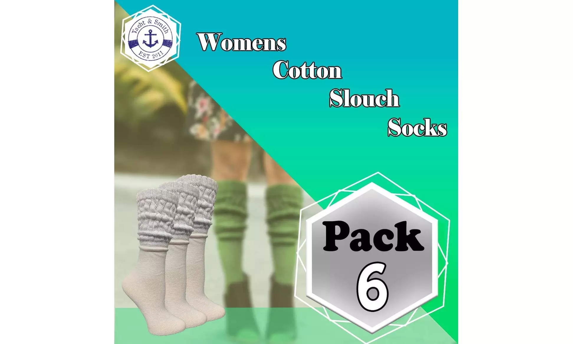 6 Pairs of Womens Slouch Socks, Scrunchie Boot Sock Colorful