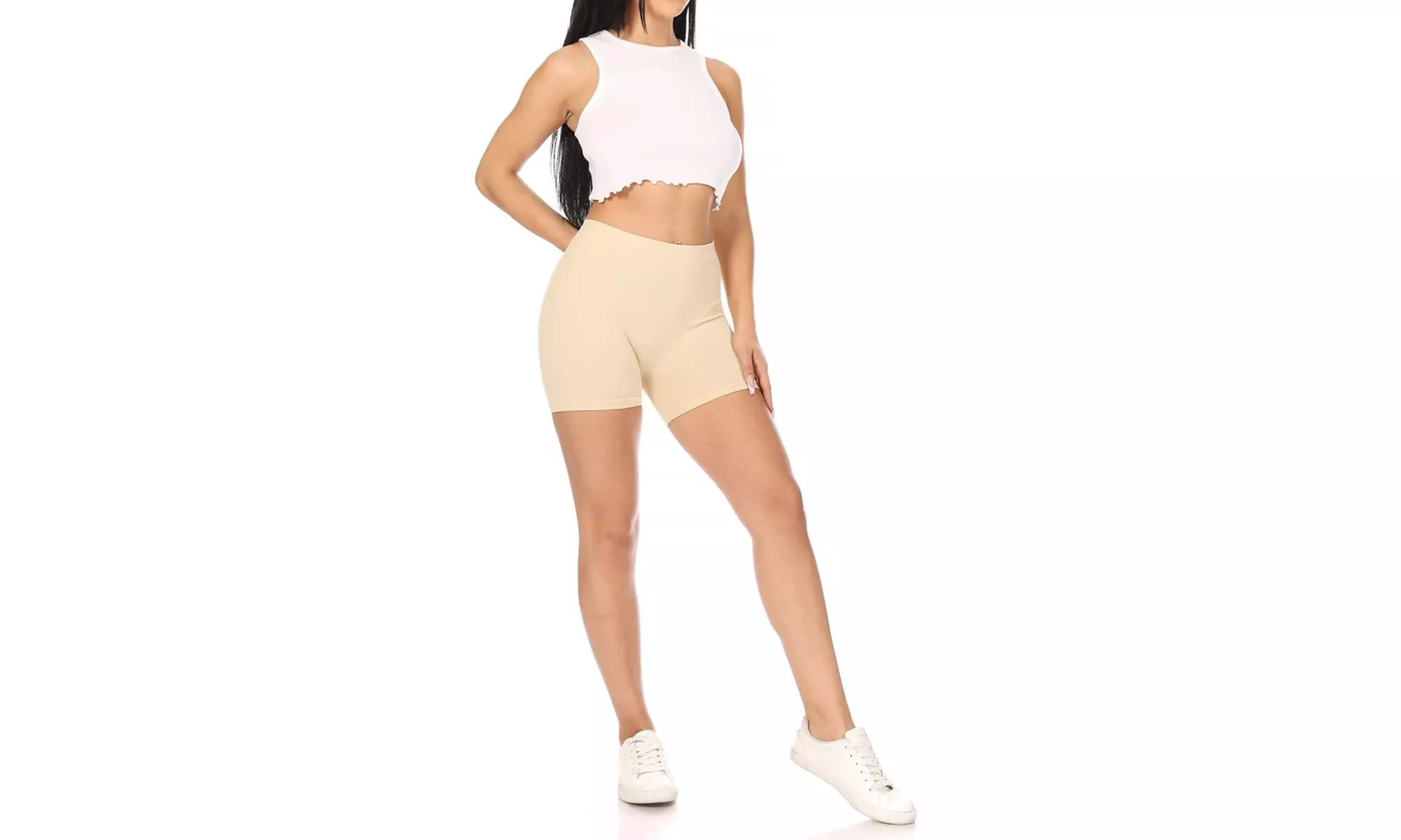 MOA Collection Women's Ribbed Mini Biker Shorts