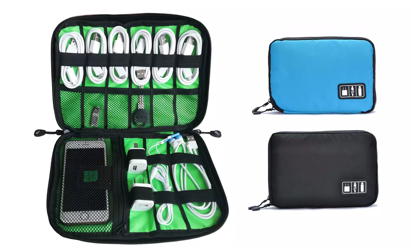 Electronics Accessories Organizer Travel Storage Hand Bag Cable USB Drive Case