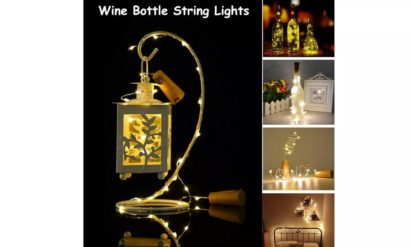 6 Pack 20 LED Wine Bottle Cork Lamp Fairy String  Lights for DIY Wedding Party