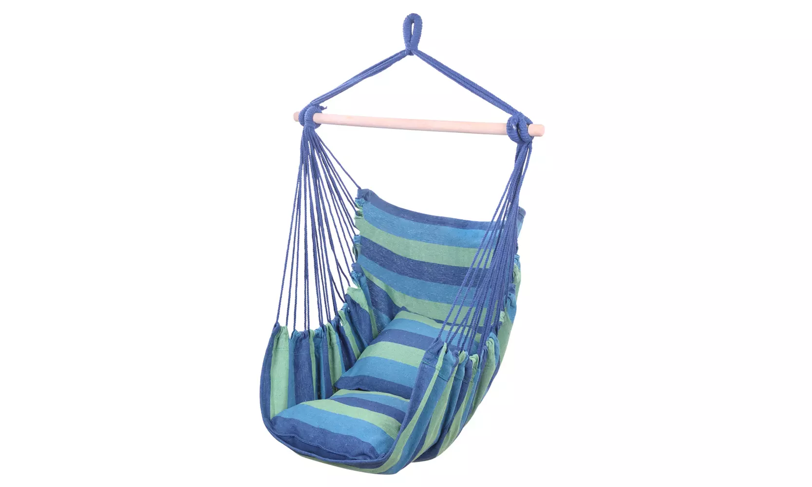 Distinctive Cotton Canvas Hanging Rope Chair with Pillows Rainbow  - Primary Image
