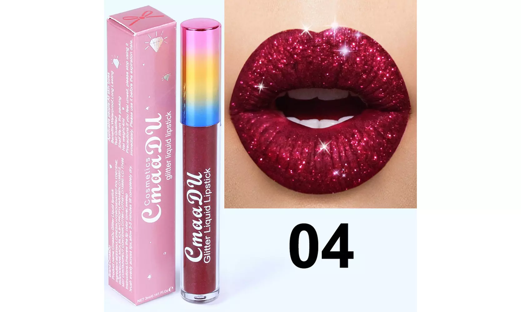 US 6-12 Pc Set 6 Color Glitter Liquid Lipstick Waterproof Long Lasting Lip Gloss