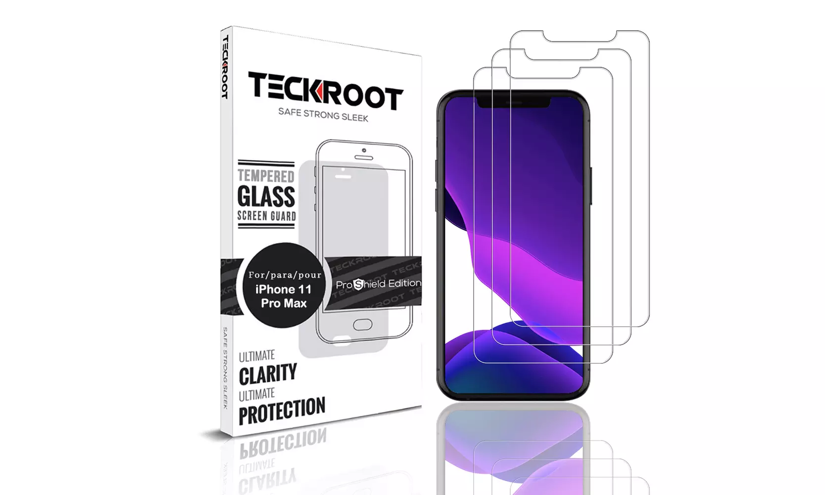 iPhone 11, 11 Pro, 11 Pro Max TeckRoot Tempered Glass Screen Protector - Primary Image