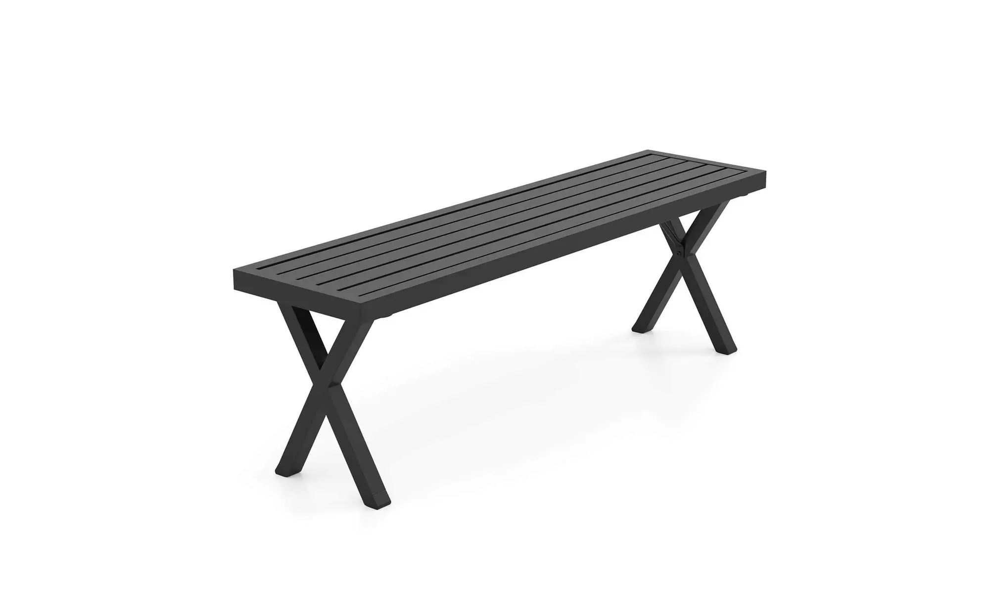 Costway 54 Inch Patio Metal Bench with Slatted Seat and X Legs Backless Loveseat