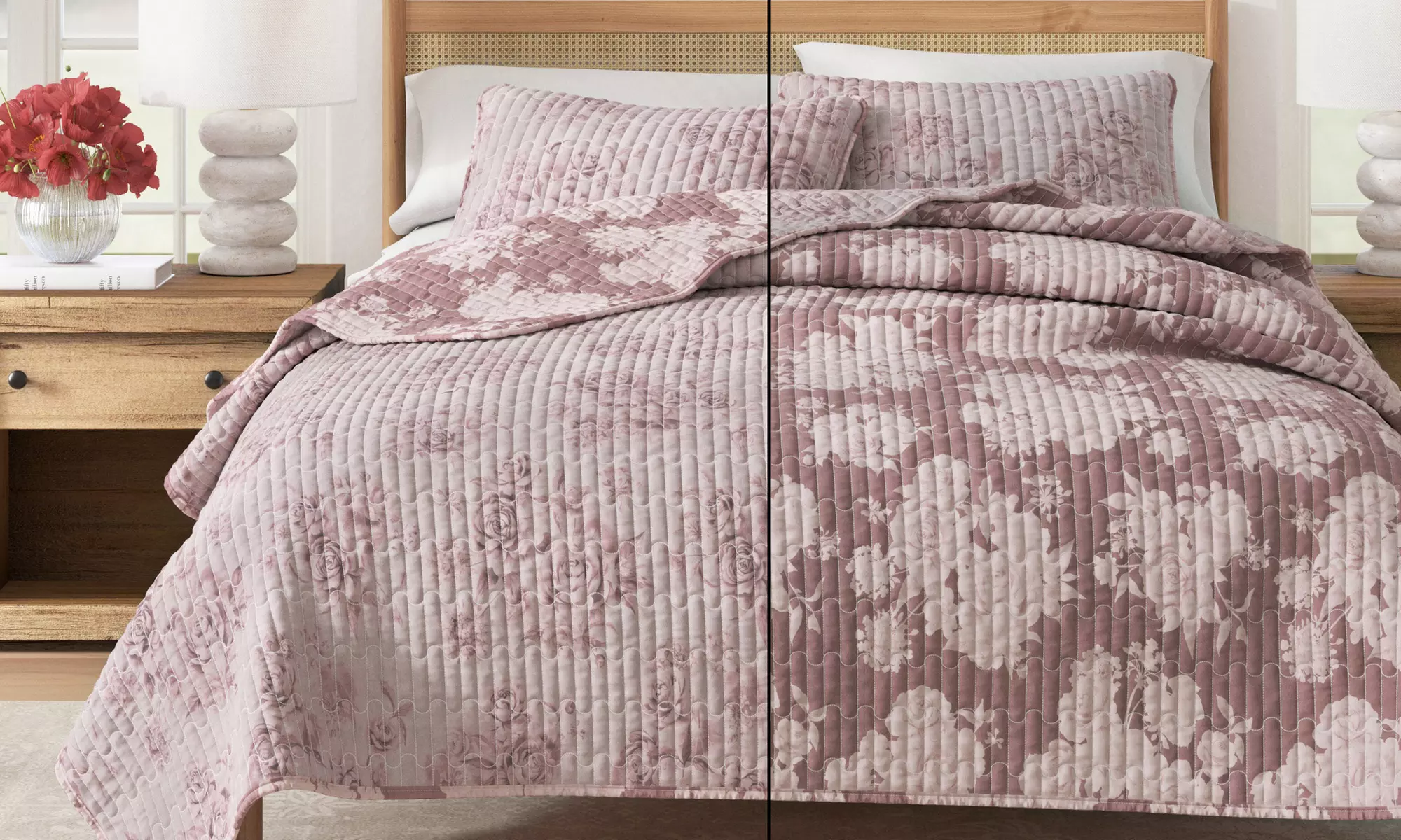 Reversible Floral Cotton Quilt Set (2- or 3-Piece)