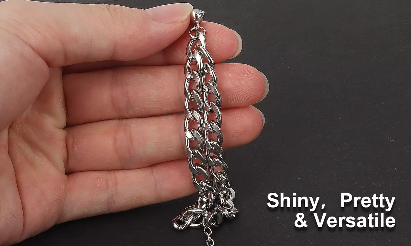 Set of 2 Couple Magnetic Matching Heart Puzzle Link Chain Heart Bracelet Set