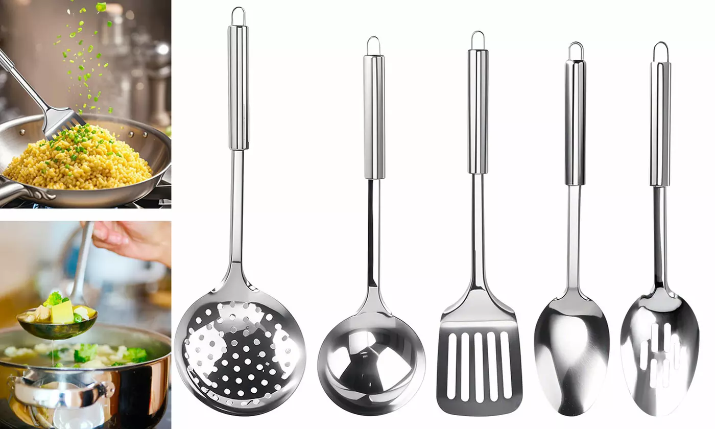 Set of 5 Stainless Steel Heat Resistant Kitchen Gadgets Utensil Set