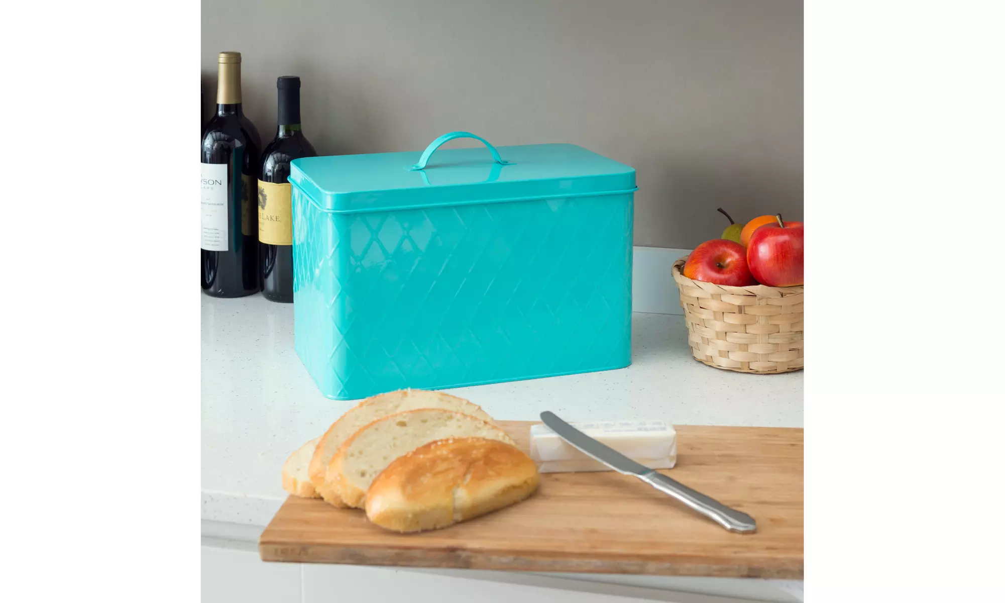 Heritage Houseware Tin Bread Box, Turquoise - Second Medium