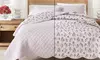 Floral Printed Scalloped Cotton Quilt & Pillow Sham Set