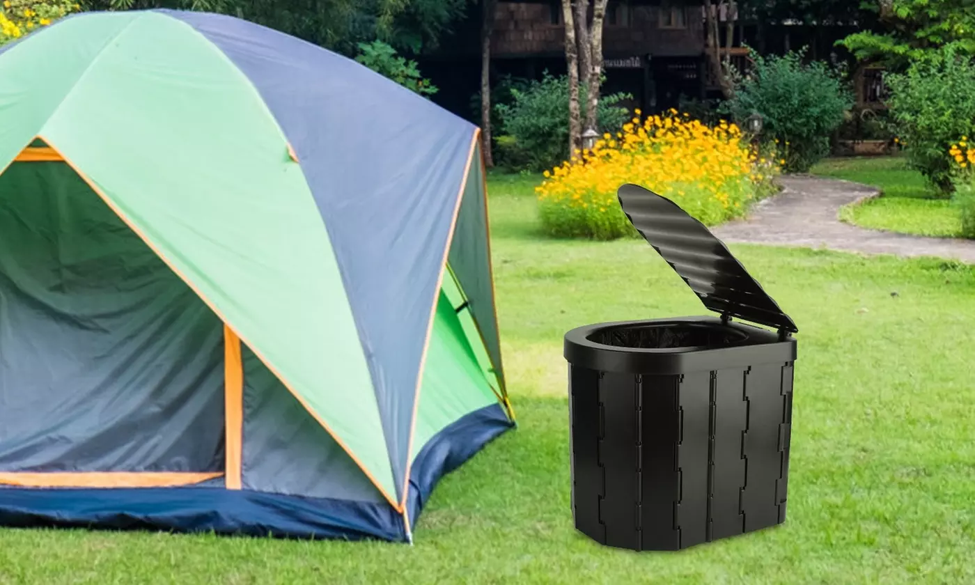 LakeForest Portable Foldable Camping Toilet with Lid for Travel and Outdoors
