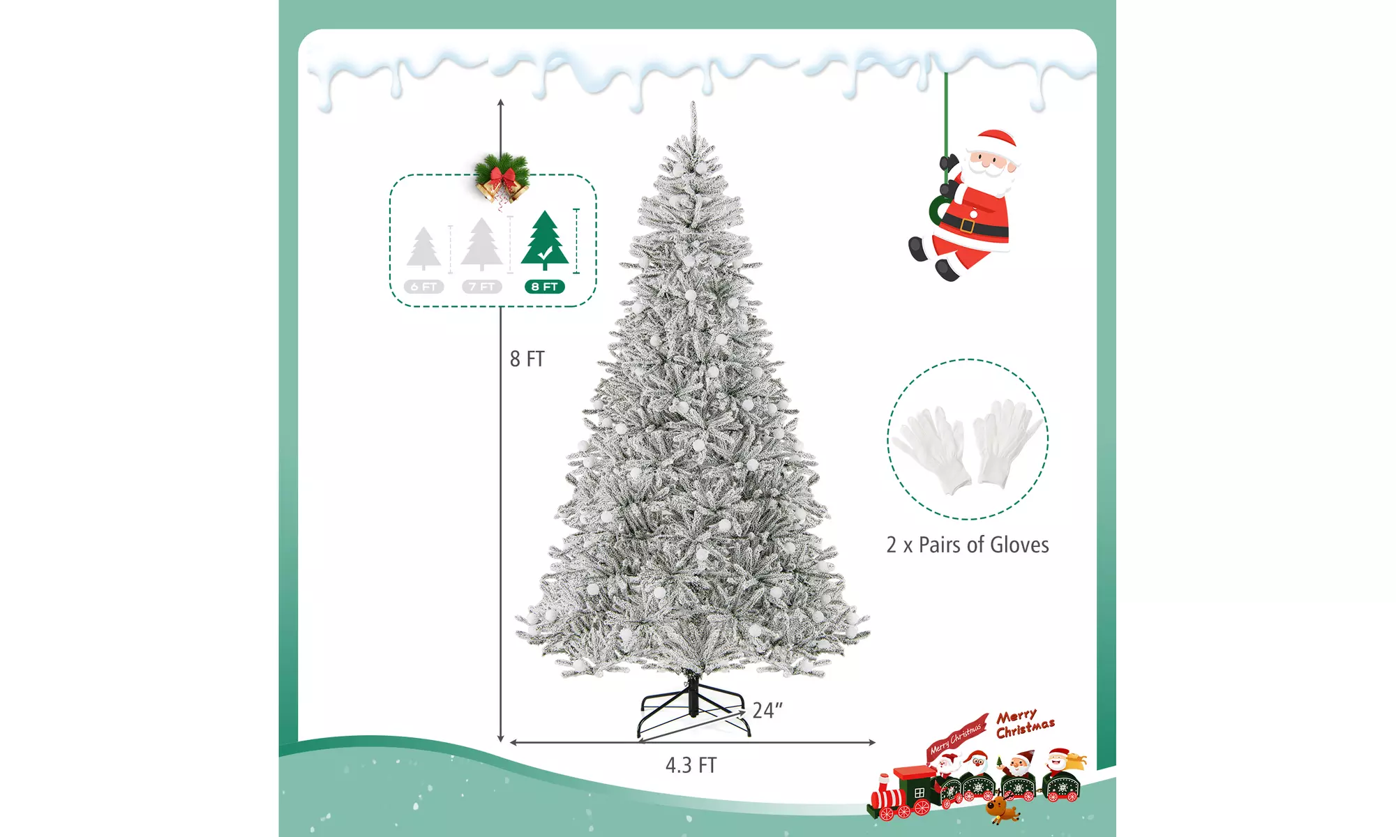 Costway Pre-Lit Artificial Christmas Tree with Branch Tips | Warm White LED Lights | Easy Setup & Home Decor