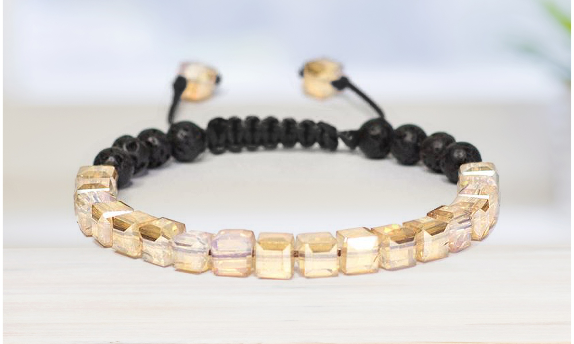 Lava Stone Glass Diffuser Bracelet with Optional Essential Oils