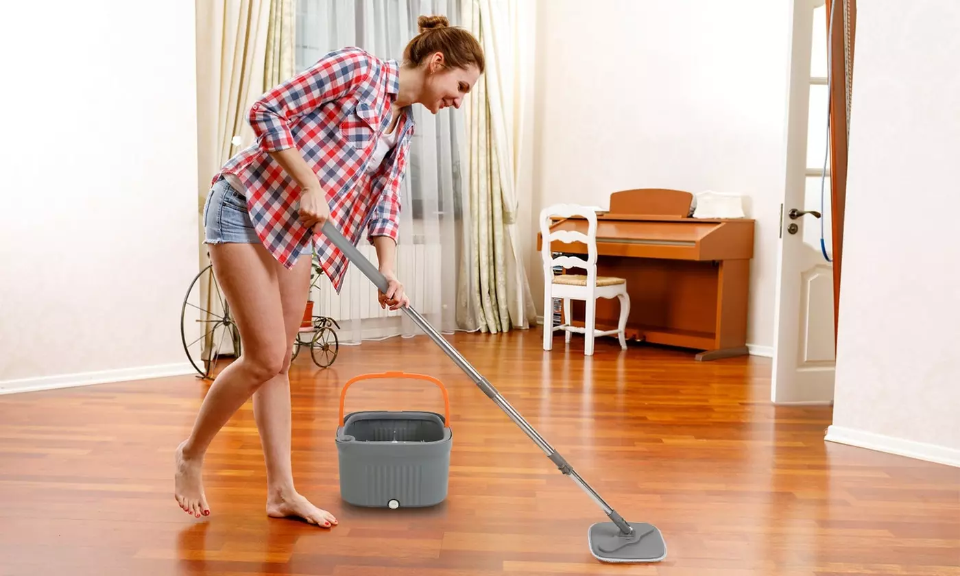 NewHome Spin Mop and Bucket Set (2 or 4 Pads) or Wall and  Baseboard Cleaner Mop