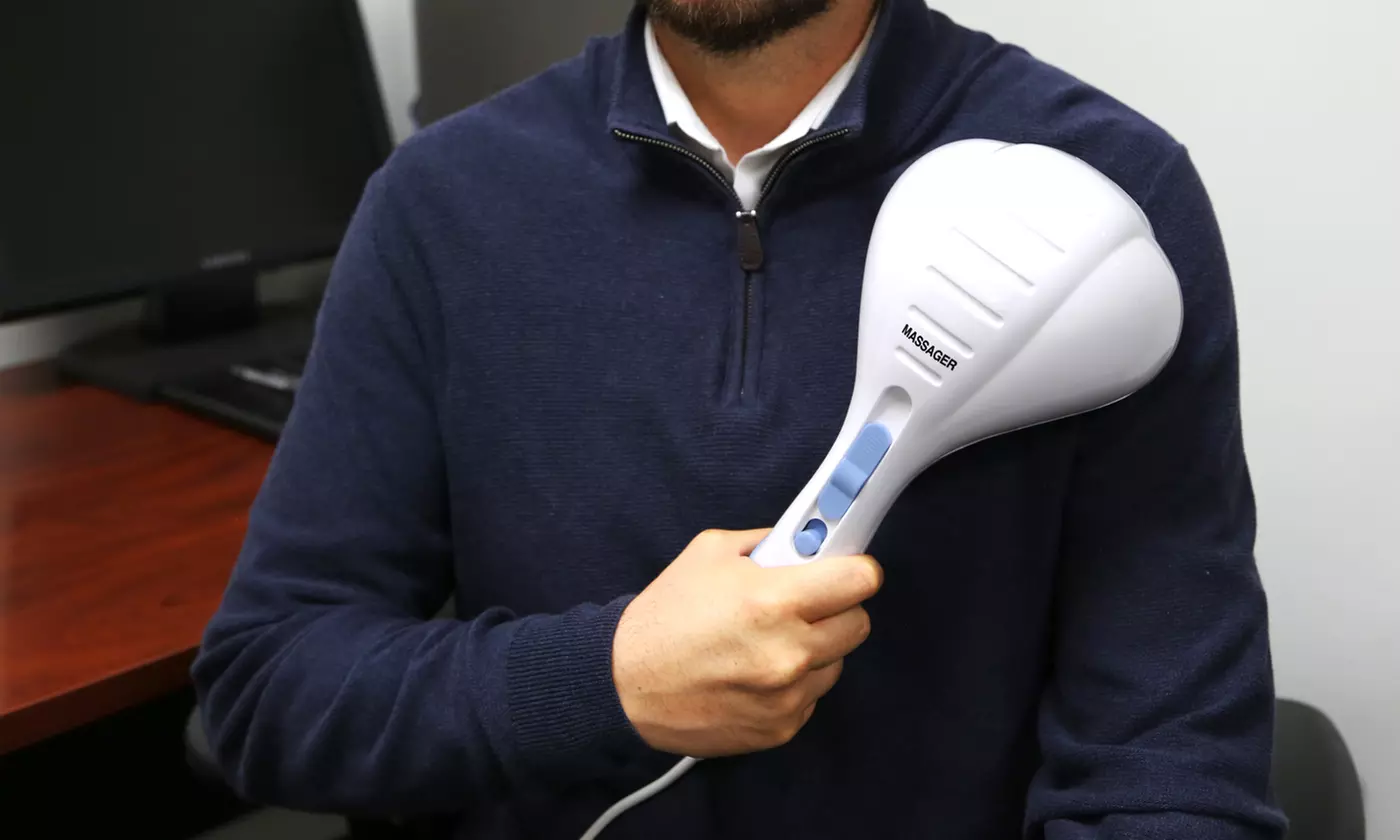 iMounTEK Handheld Full Body Dual Head Massage Wand Electric Percussion Massager