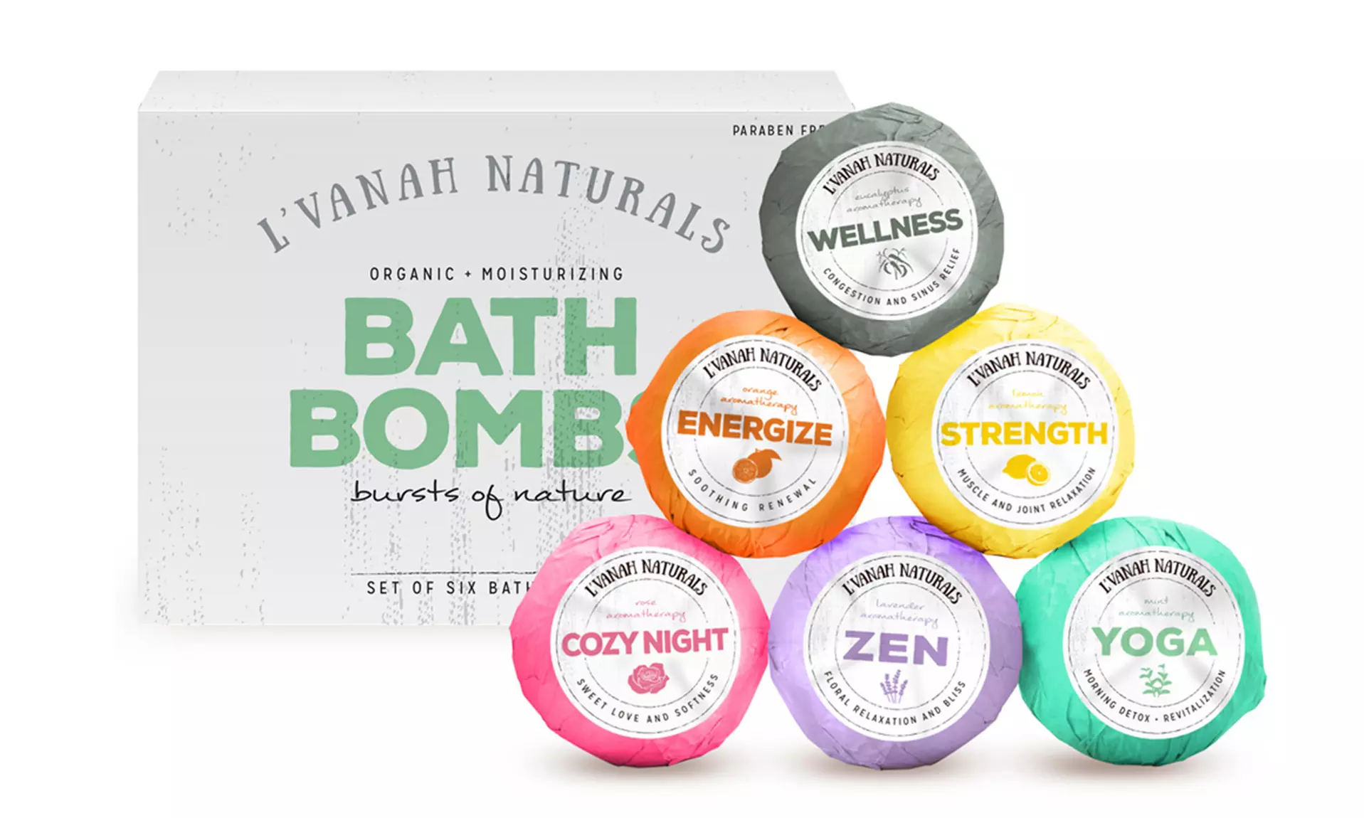 Luxurious Spa Aromatherapy Essential Oil Hydrating Bath Bombs - 6 Pack - Second Medium
