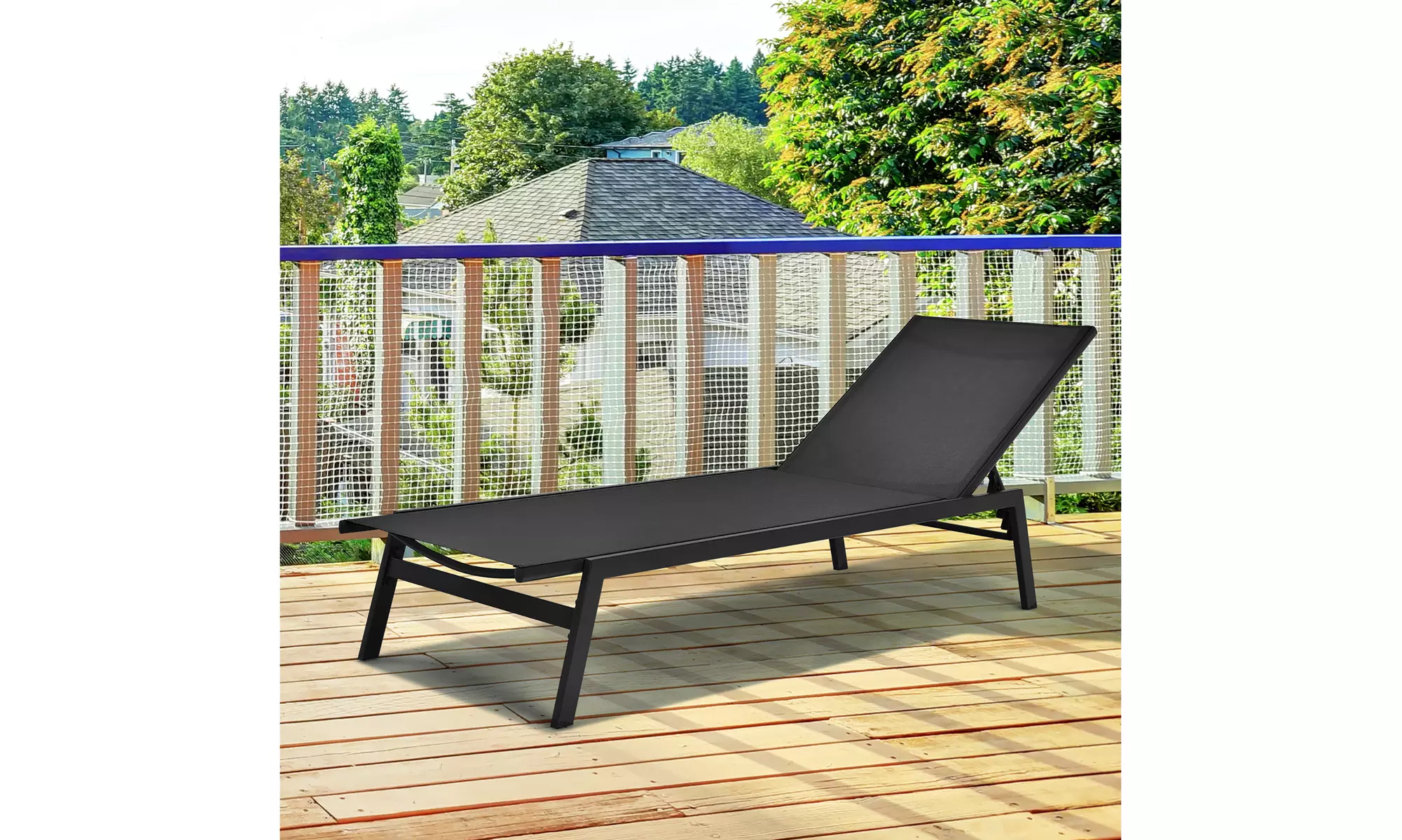 Costway Patio Lounge Chair Chaise Recliner Back Adjustable Garden Deck - Primary Image