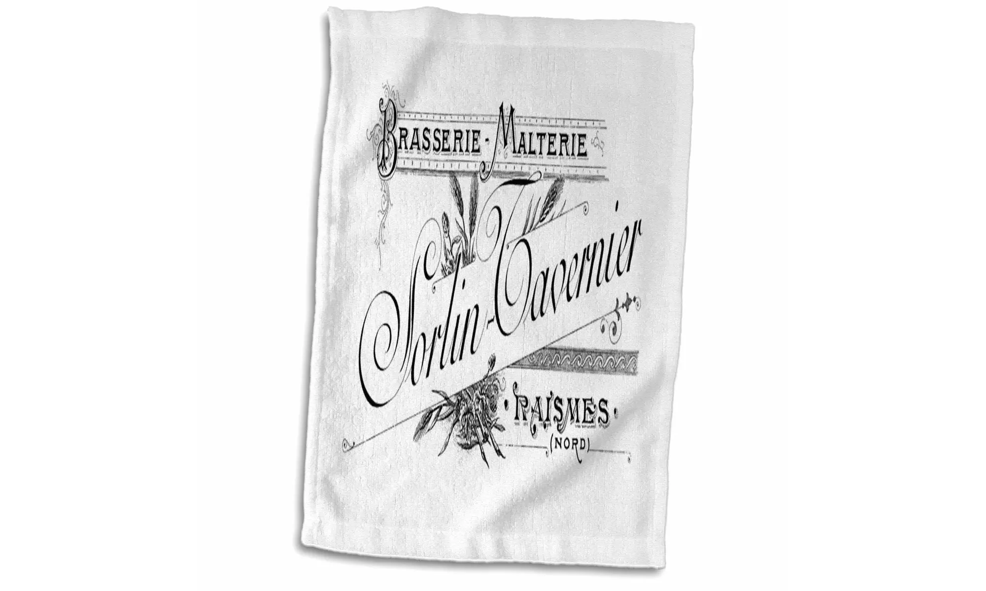  Towel - Print of Antique French Brewery Ad With Script - 15 by 22-inches  - Primary Image