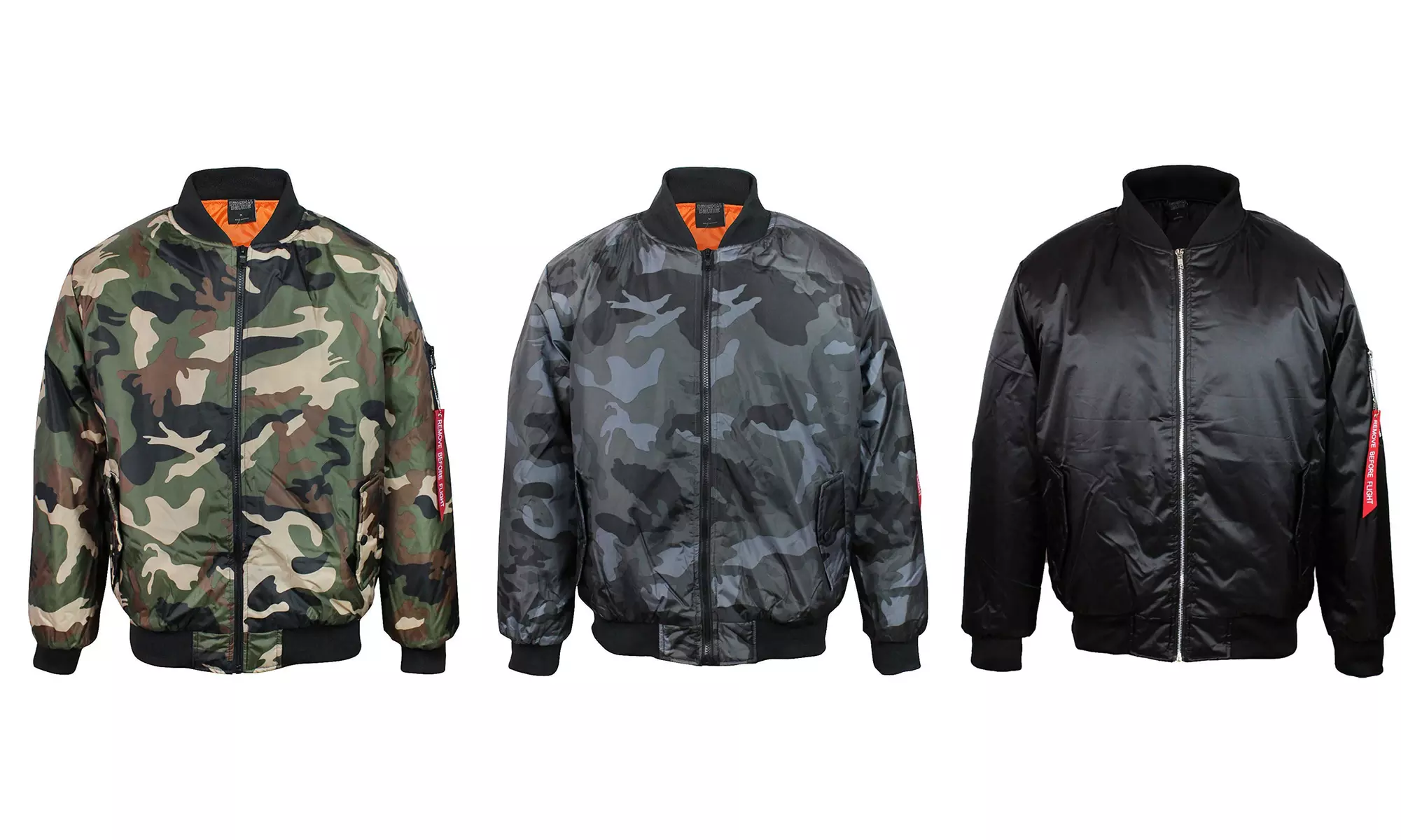 Original Deluxe Men's Zip Up Military Pilot Army Bomber Jacket Black - Primary Image