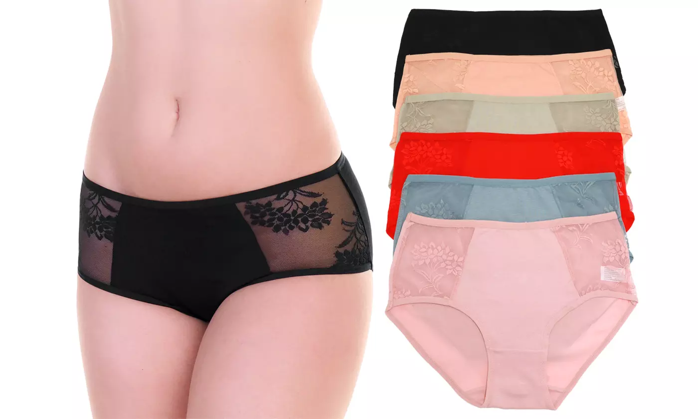 6-PK Assorted Design Cotton Hiphugger Panties - Primary Image