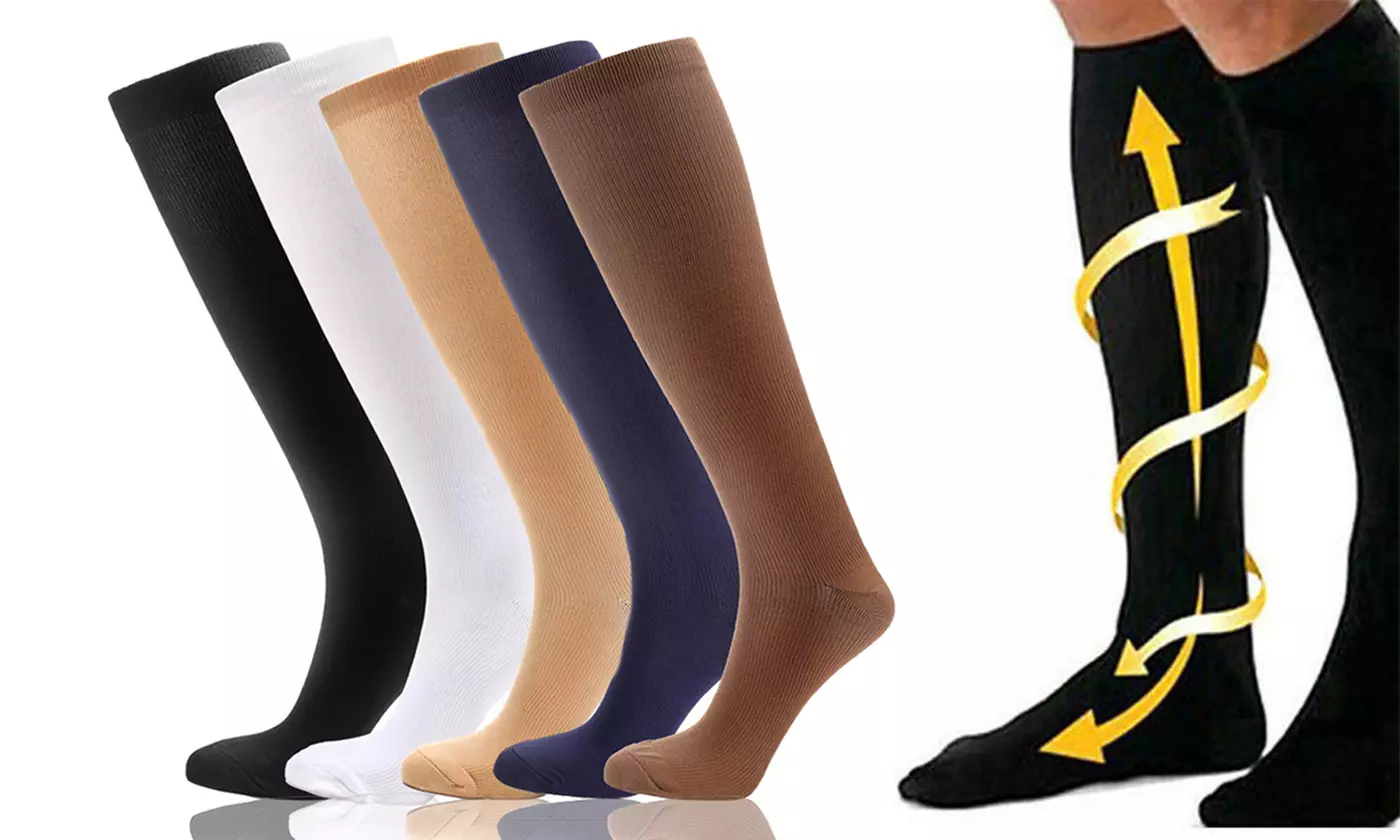 (3 Pairs) Unisex Anti-Fatigue Graduated Support Compression Socks - Primary Image