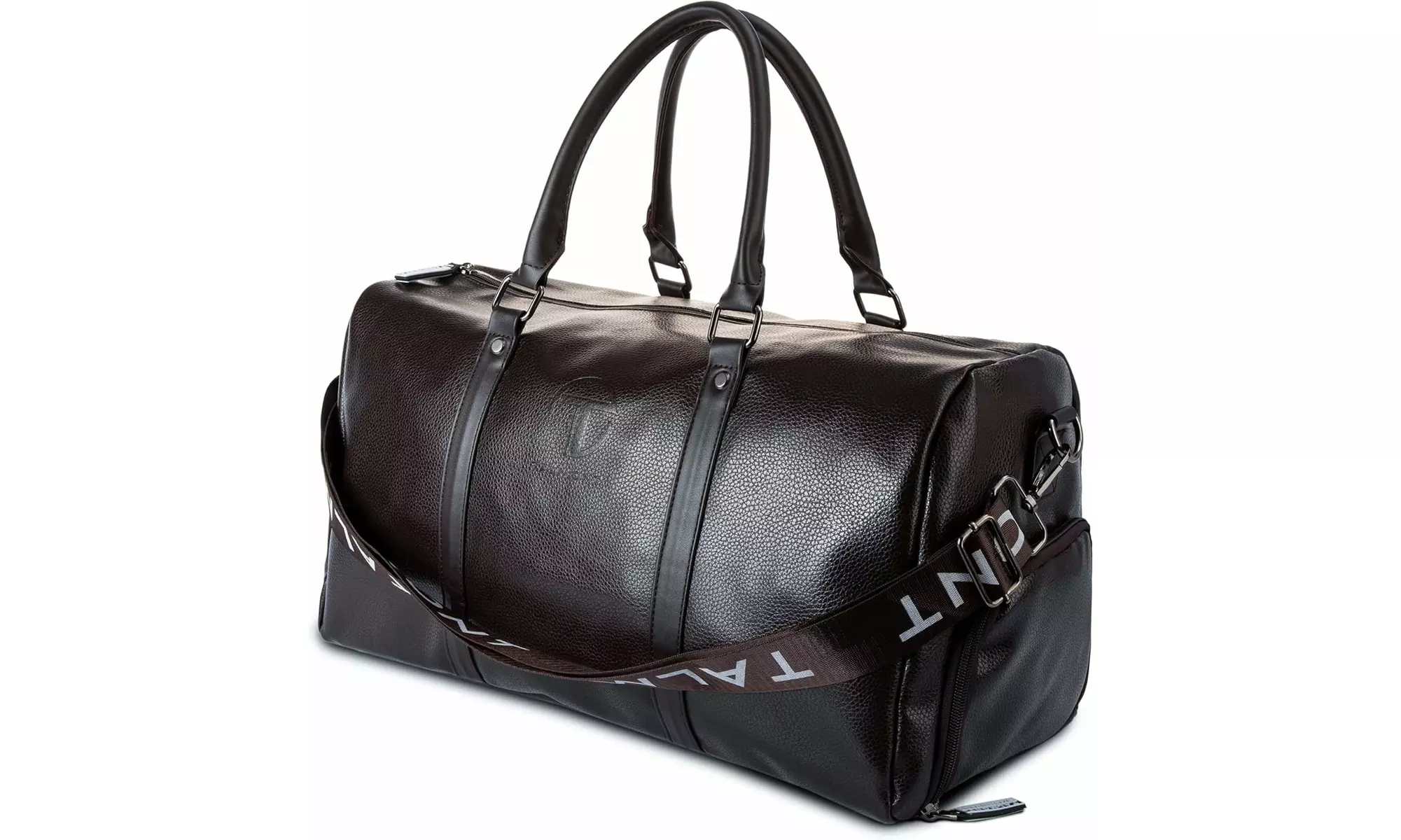 Weekender Duffle Bag with Separate Shoe Compartment - Faux Leather Travel Bag - Primary Image