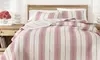 FreshFolds Farmhouse Stripe Microfiber Reversible Quilt Set with Shams