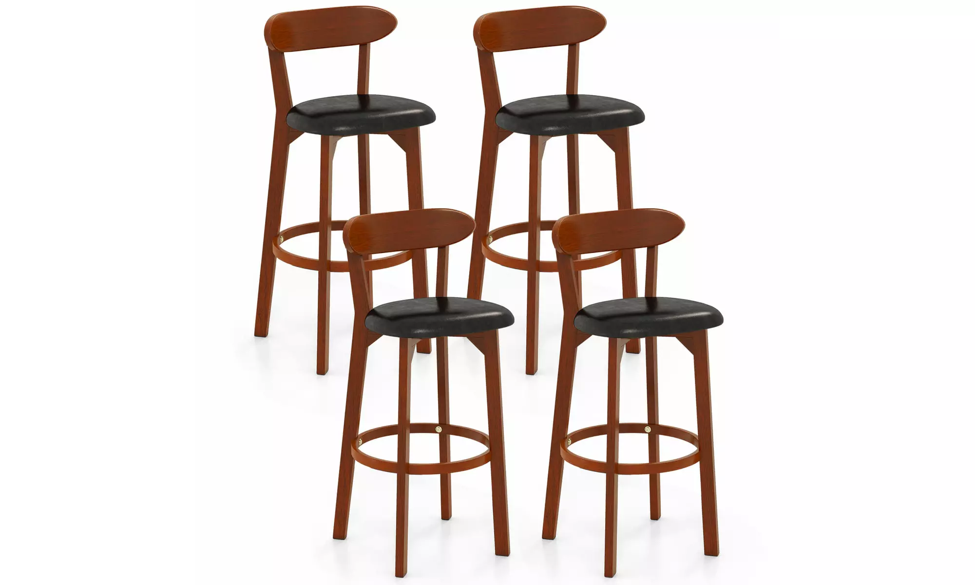 Costway Bar Stool with Curved Backrest & Footrest Counter Height Stools