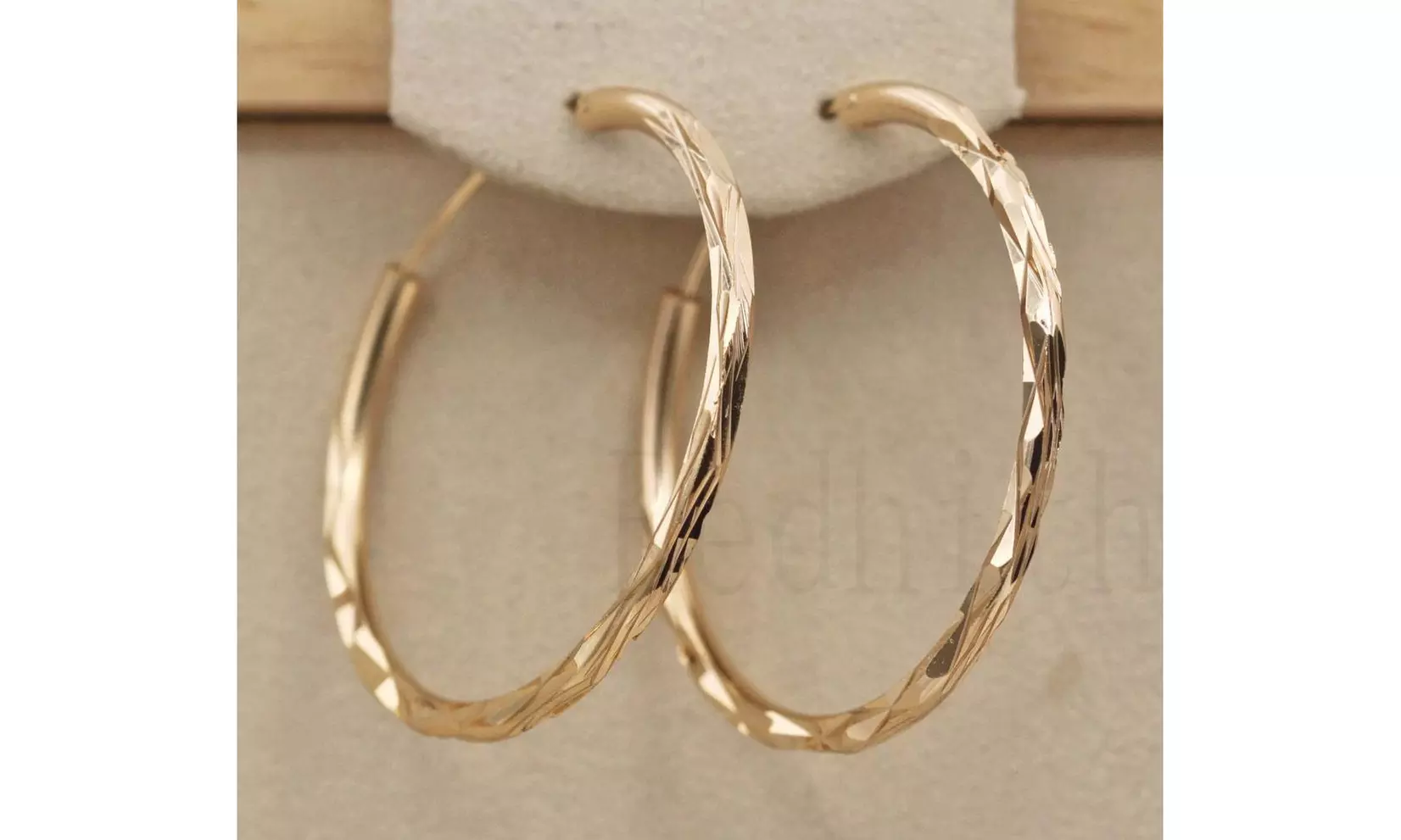 Women 18K Gold Filled Big Hoop Geometry Concave Pageant Earrings - Primary Image