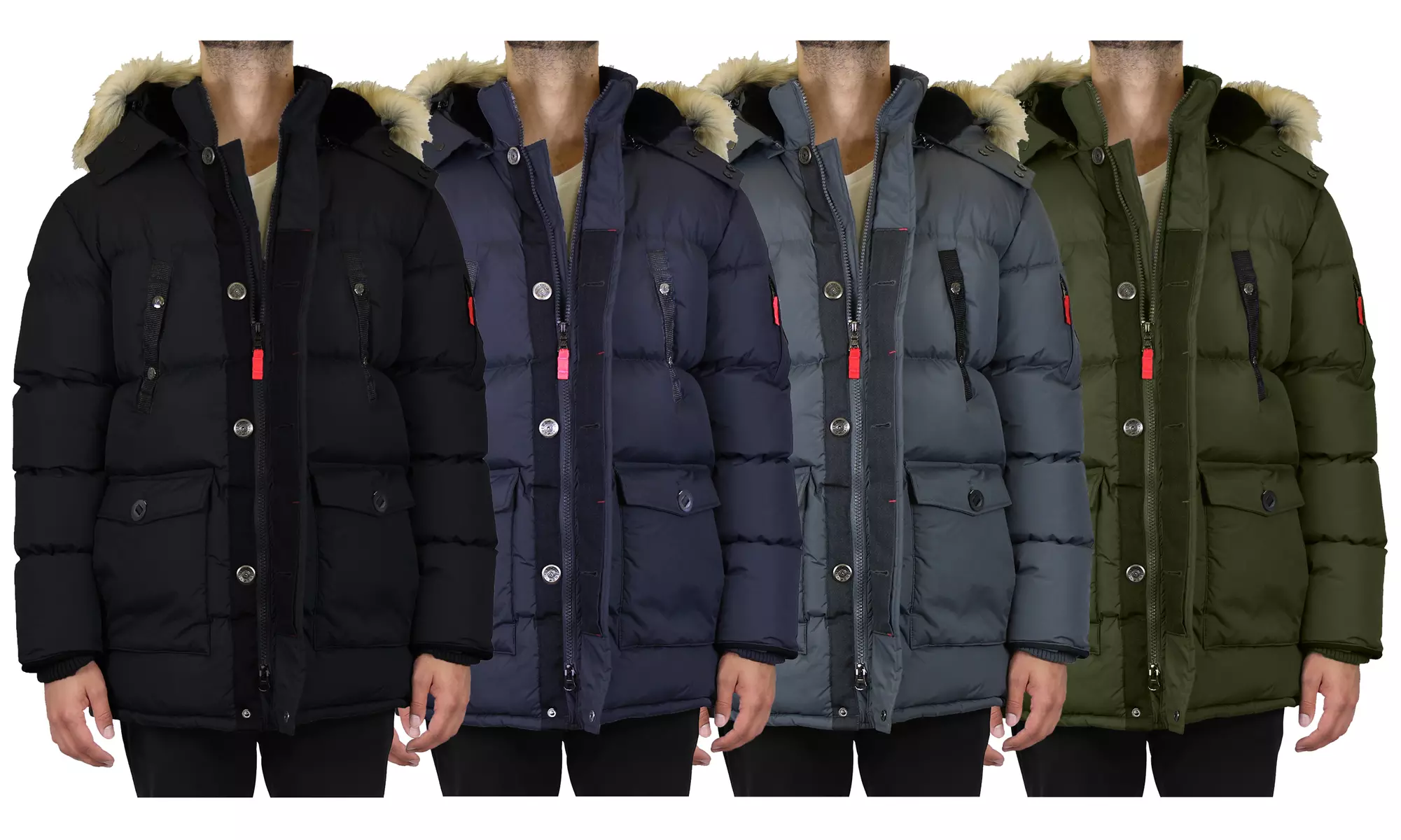 Men's Heavyweight Hooded Bubble Parka Jacket With Detachable Fleece-Lined Hood - Primary Image