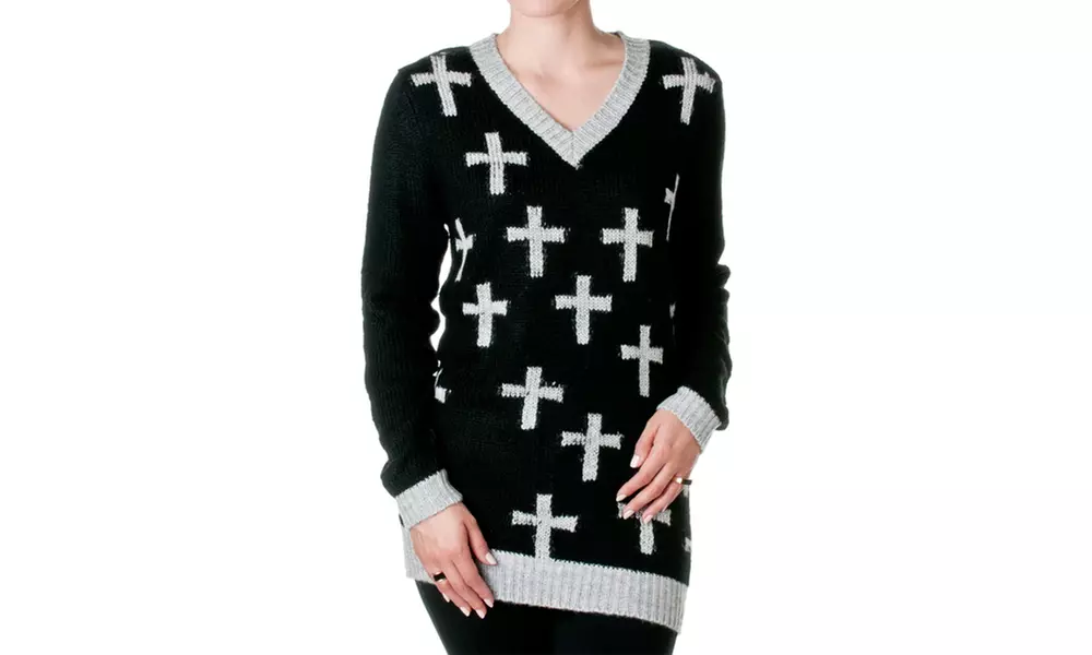 POL Clothing Crosses Sweater CL101 - Primary Image