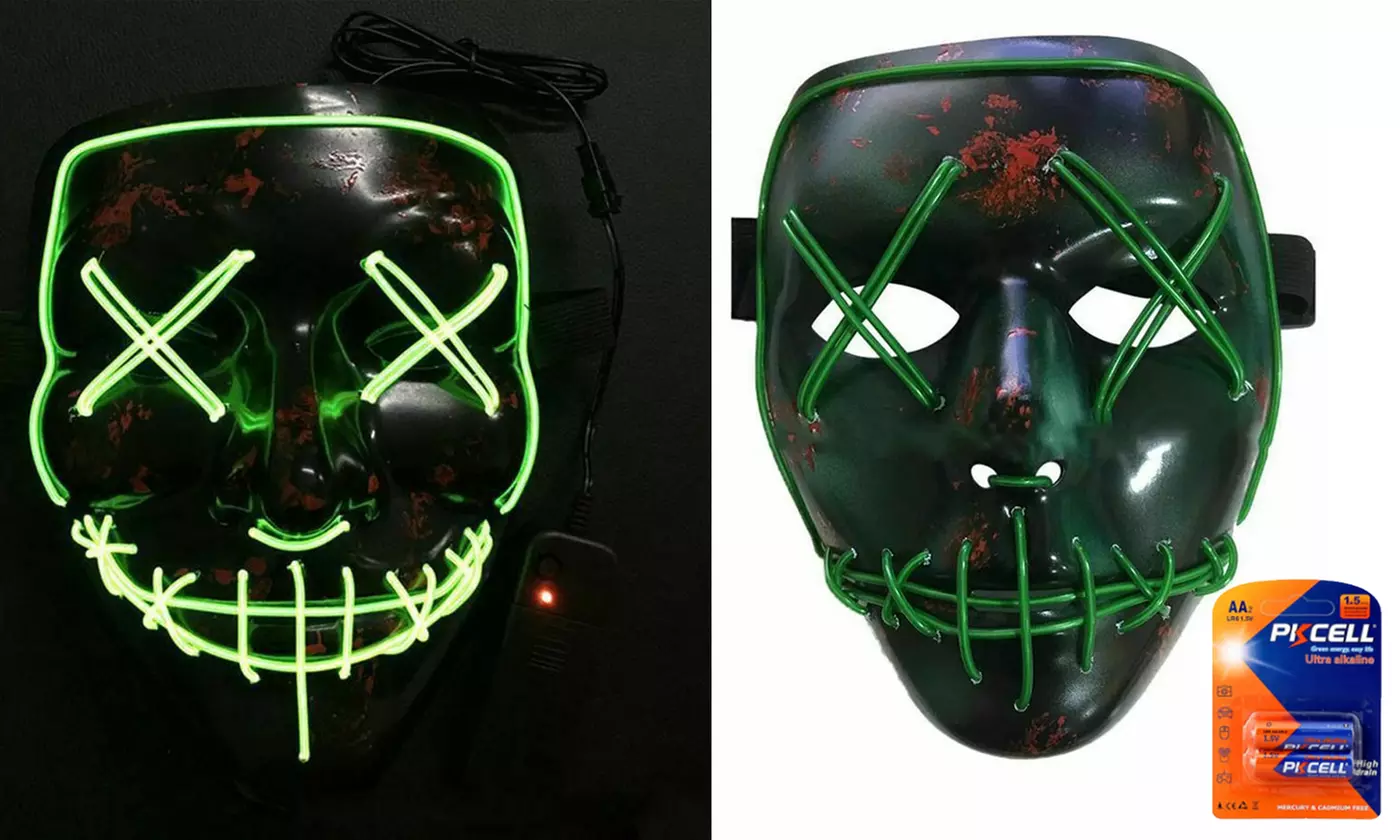Halloween LED Glow Mask EL Wire Light Up The Purge Movie Costume Party - Primary Image