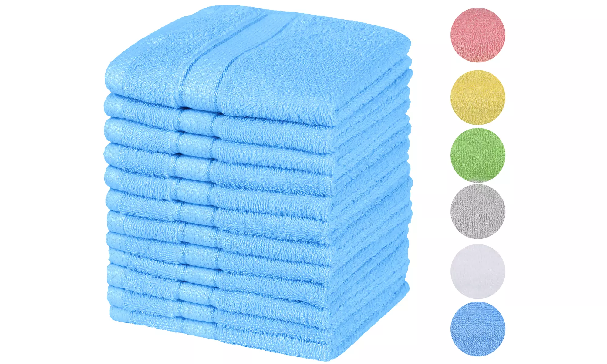 100% Turkish Cotton Zero Twist Washcloth Towels Sets (12-Pack) - Primary Image