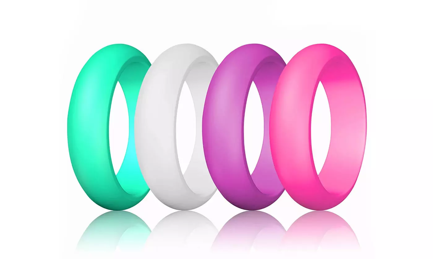 10-Pack Women Silicone Rings Wedding Stackable Durable Rubber Bands