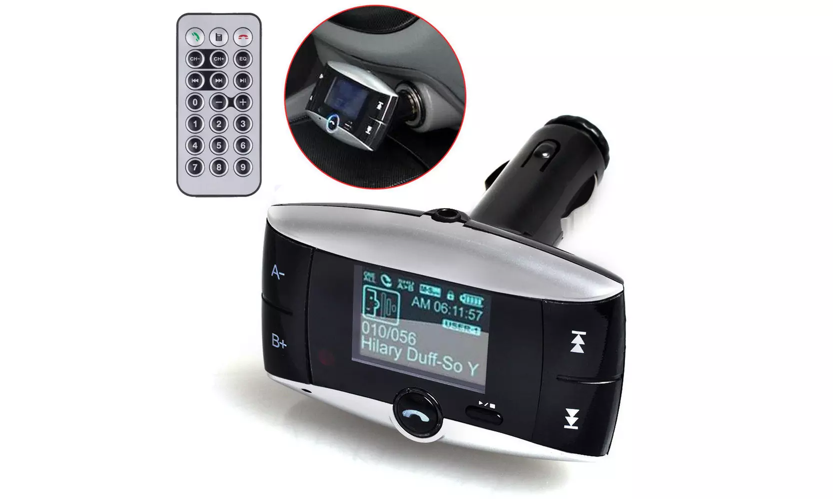 Bluetooth Wireless FM Transmitter Modulator Car Kit with Remote - Primary Image
