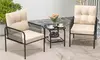 Costway 3-Piece Patio Bistro Set with Cushions and Tempered Glass Table