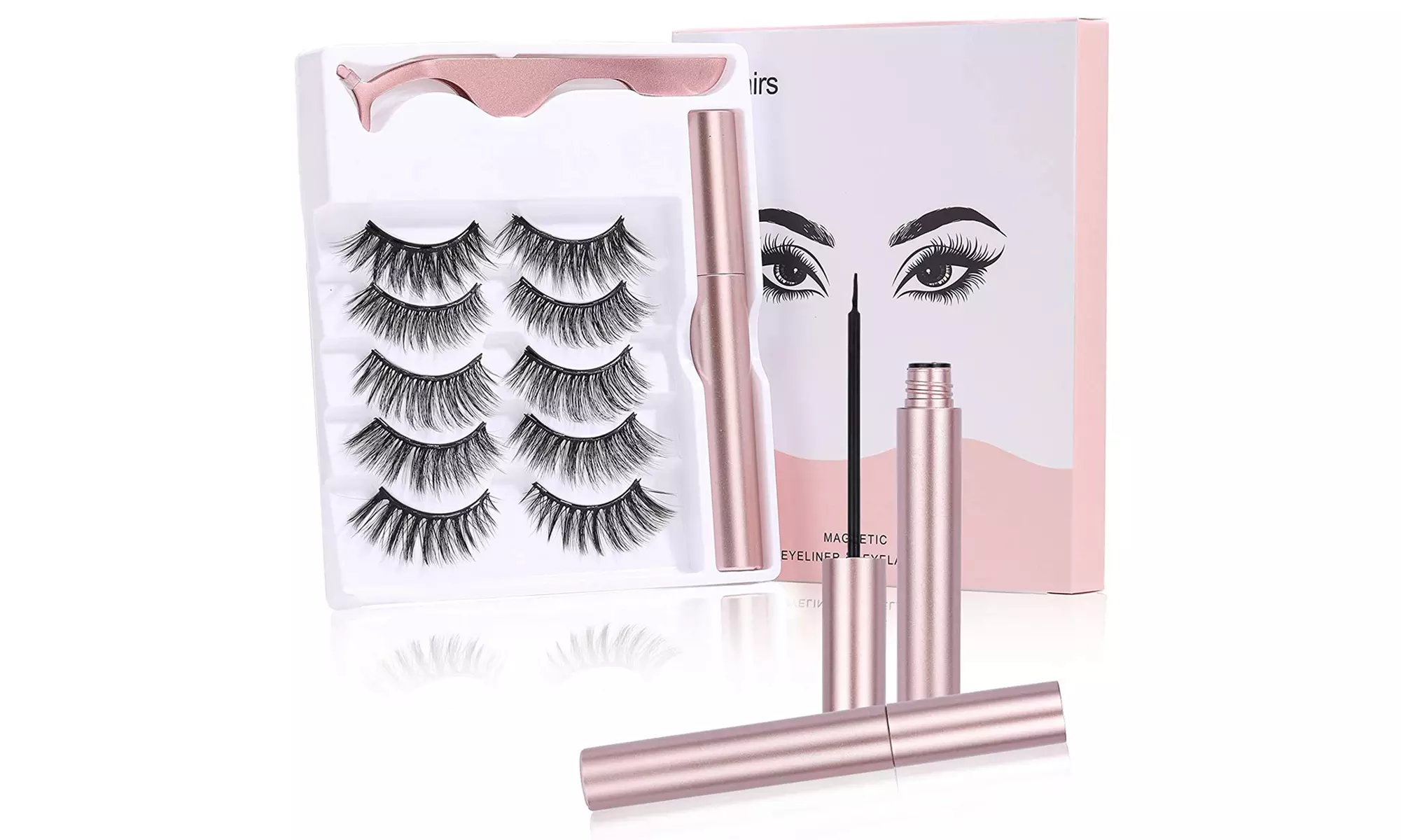 5 Pairs Magnetic Eyelashes and Eyeliner Kit No Glue Reusable False Eyelashes - Primary Image
