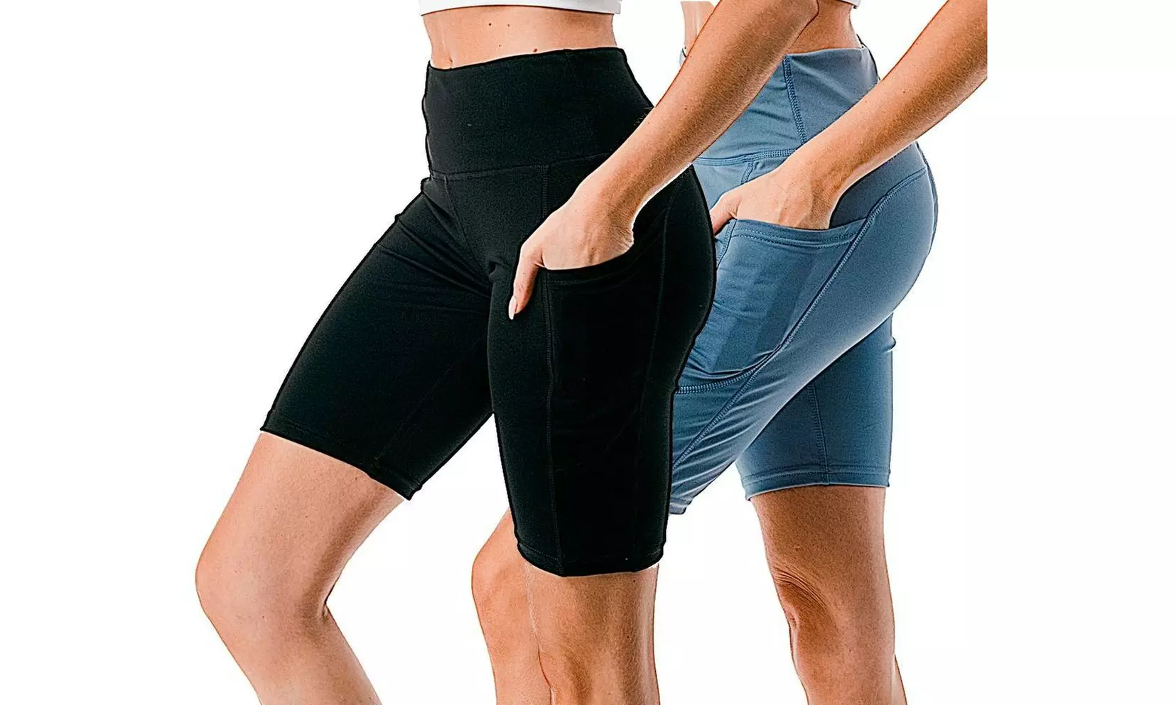 2-Pack Women's Biker Bermuda Shorts High Waisted Tummy Control Leggings 