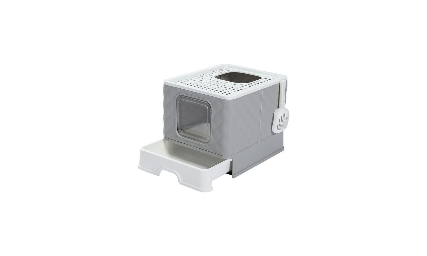 US Gray Self-Cleaning Hooded Cat Litter Box Enclosed Large Kitty Toilet Refill
