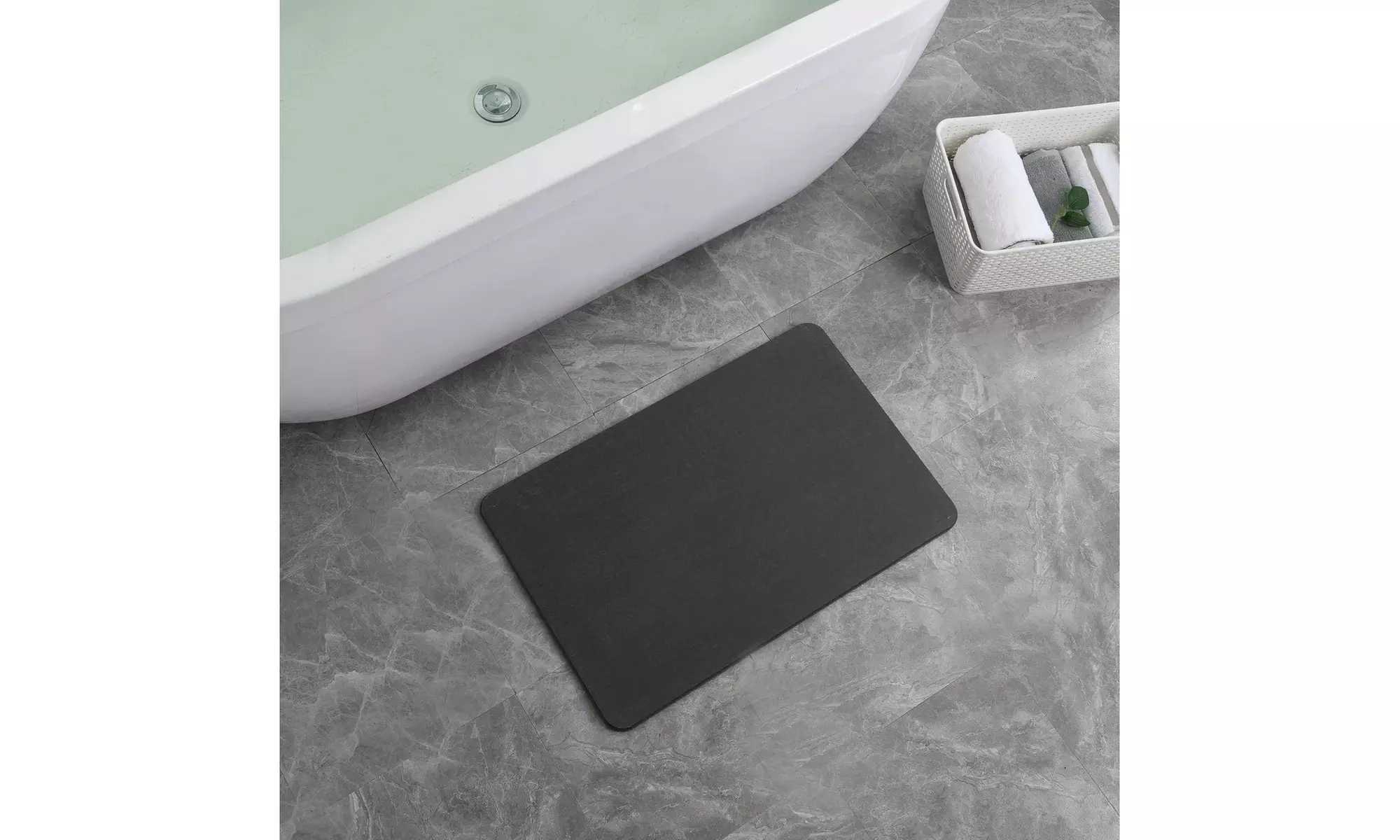 J&V TEXTILES Diatomaceous Quick-Drying Stone Bath Mat 24'' x 15''