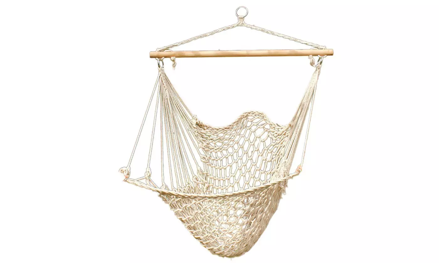 250lbs Cotton Patio Camping Hanging Swing Hammock Chair 