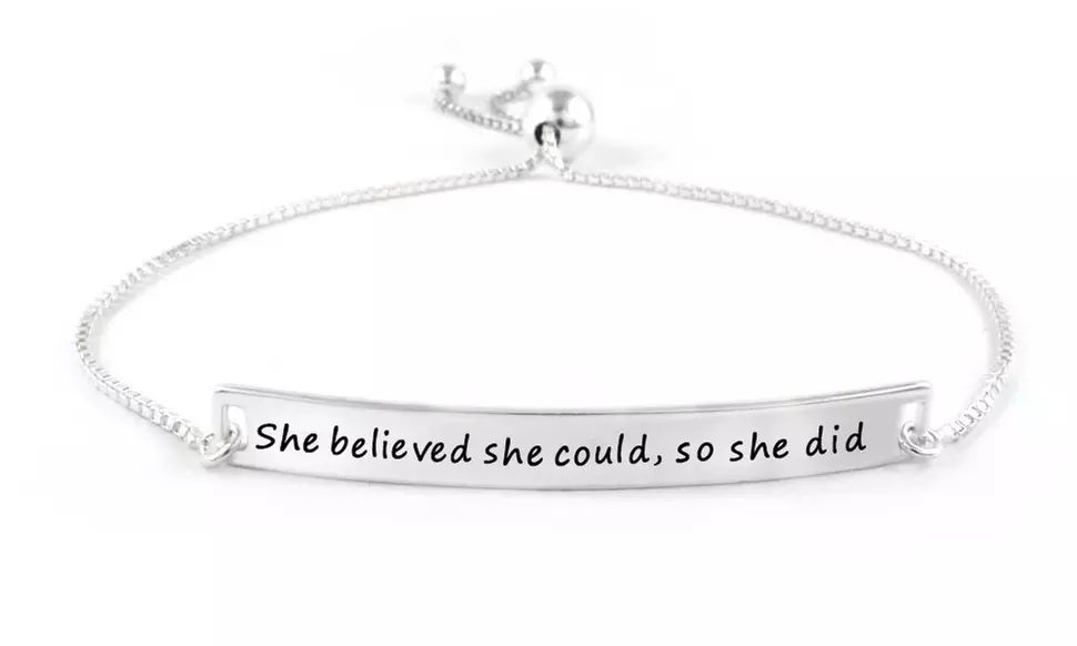 Sterling Silver She Believed She Could So She Did Adjustable Bracelet - Primary Image
