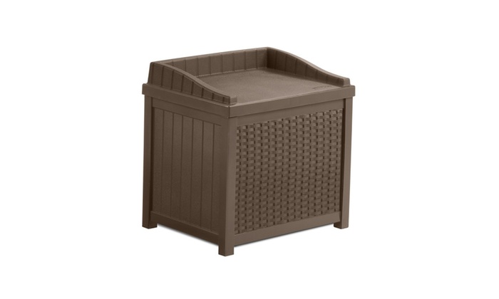 Up To 57 Off On Suncast Ssw1200 Mocha Resin W Groupon Goods Suncast Ssw1200 Mocha Resin Wicker 22 Gallon Storage Seat