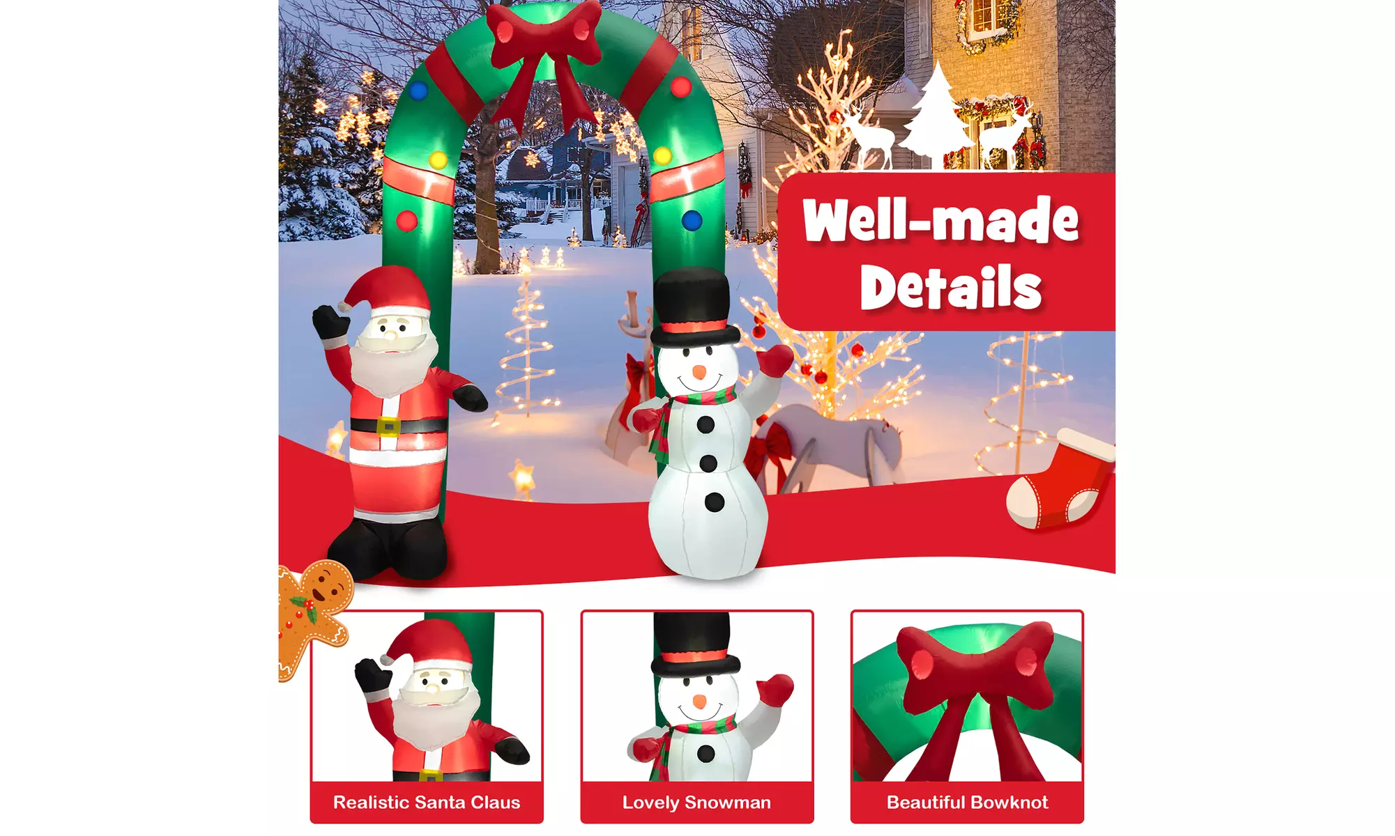 Costway Christmas Inflatable Snowman Penguin or Archway w/ Santa Claus & Snowman