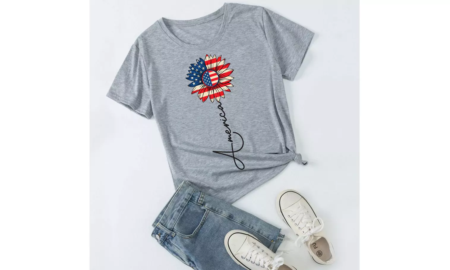 Women Miss American Flag Patriotic T-Shirt (S-2XL)