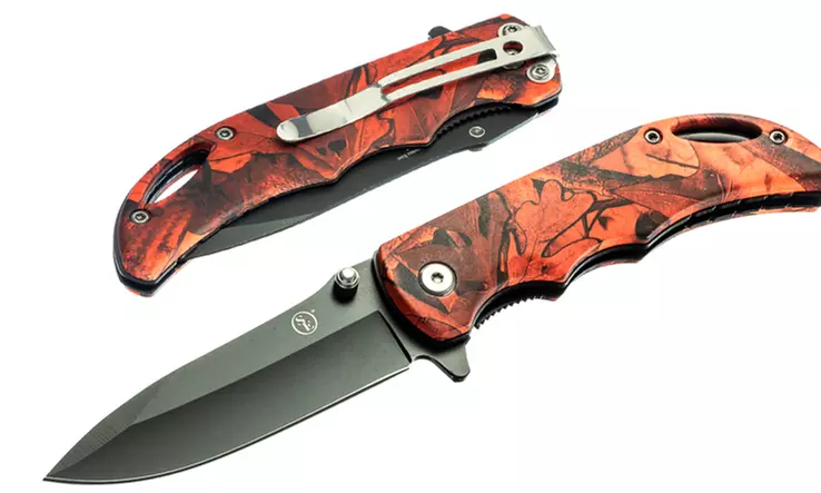 4" Pocket Knife Pocket Clip & Lanyard Hole, Spring Assisted, Drop Point Blade