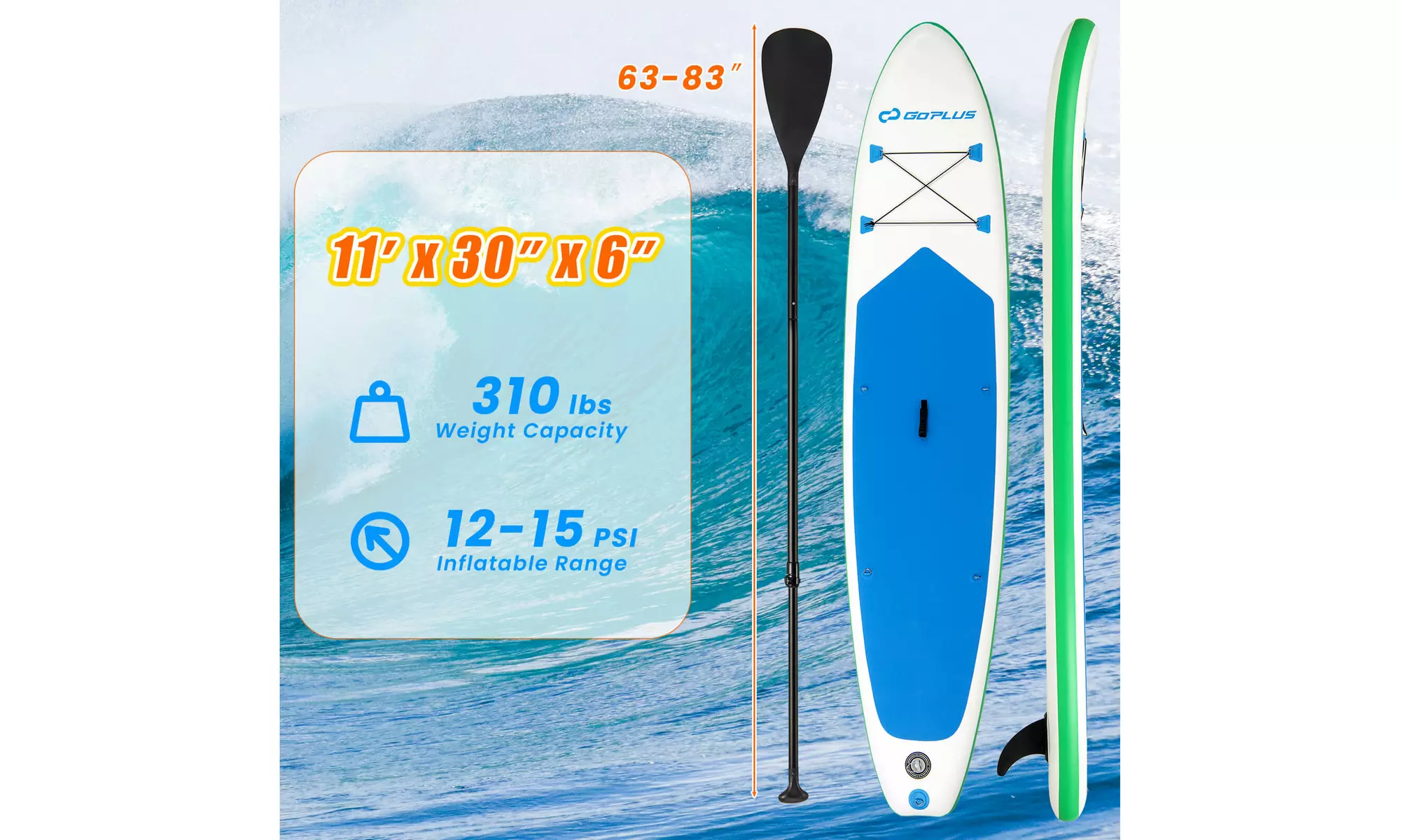 Goplus 11' Inflatable Stand Up Paddle Board whth Accessories Paddle Hand Pump